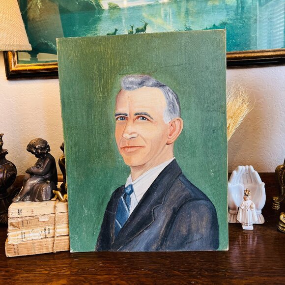 Original 1960's Oil painting of cool looking man - Picture 3 of 17